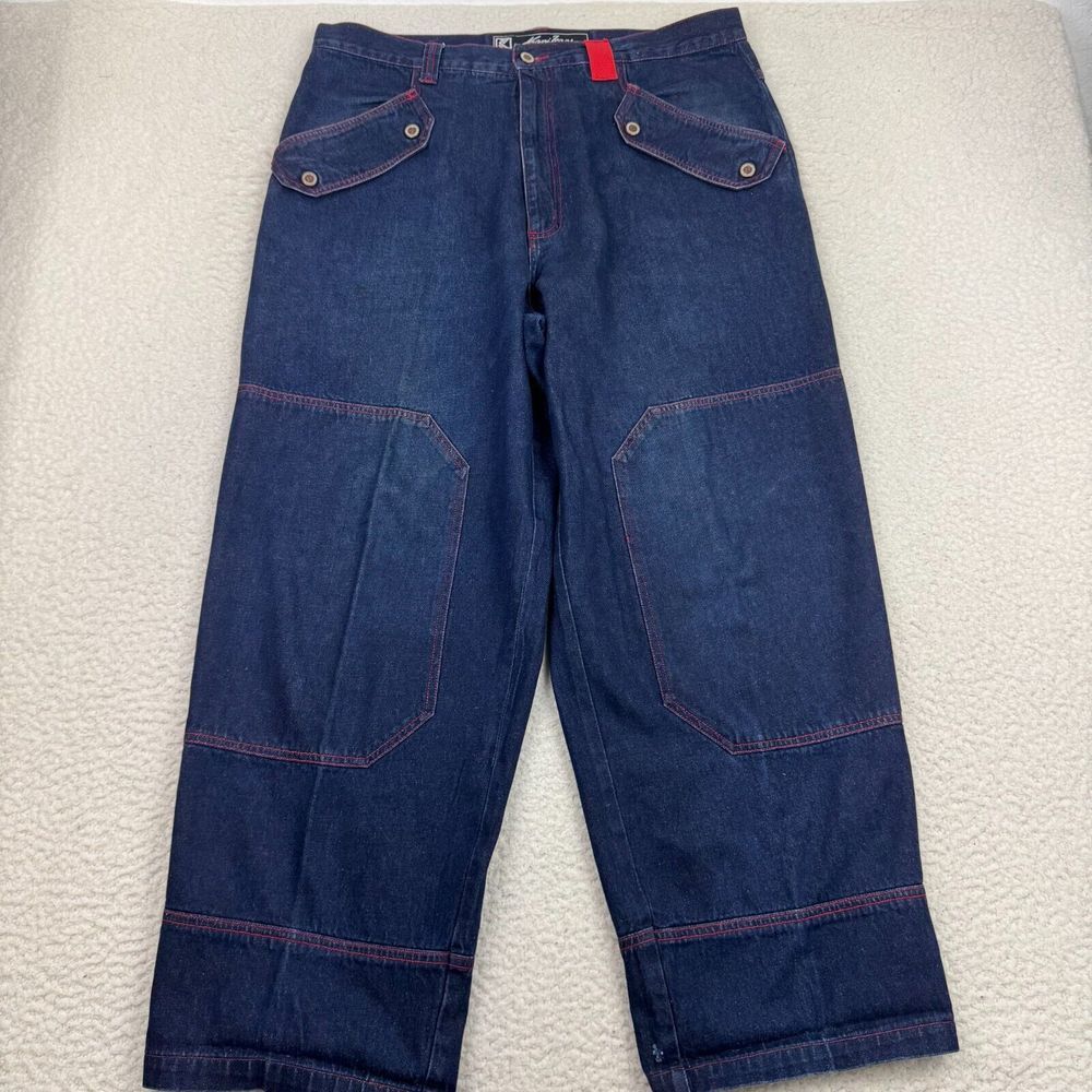 Vintage Karl Kani Wide-Leg Rave Jeans Men 36X30 Blue Skate Baggy Hip‎ Hop 90s